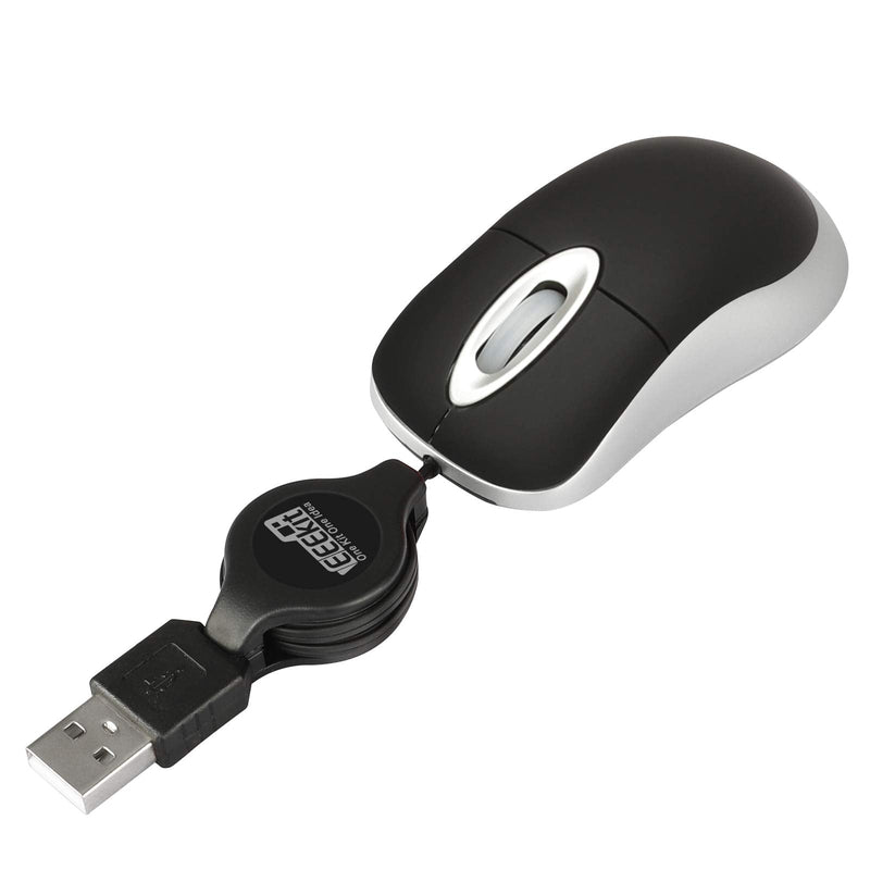[Australia - AusPower] - EEEKit 2 Pack Mini Retractable Cable Wired USB Optical Mouse, USB Mini Mouse, Compact USB Mouse for Kids Travel，Mini Mouse for Laptop Apple Mac HP Dell Lenovo Thinkpad Sony Asus Acer Tablet PC Laptop Black 
