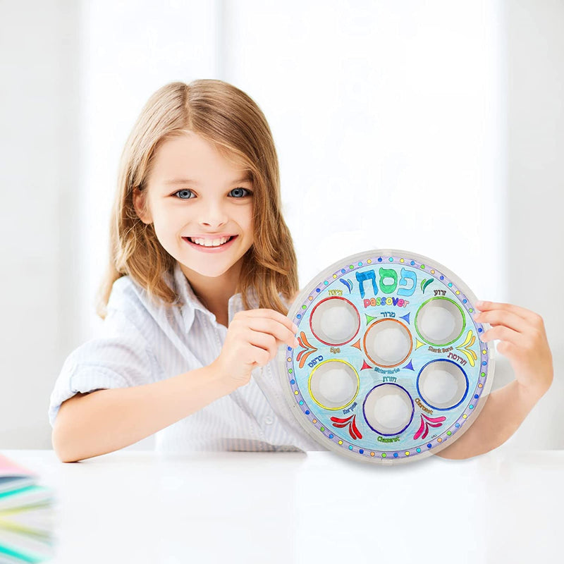 [Australia - AusPower] - Rite Lite Decorate Your Seder Plate Set of 4 - Passover Gifts for Kids, Kids Seder Plates, Passover DIY, DIY Seder Plate Kit for Passover! Pesach Crafts and Games for Kids 