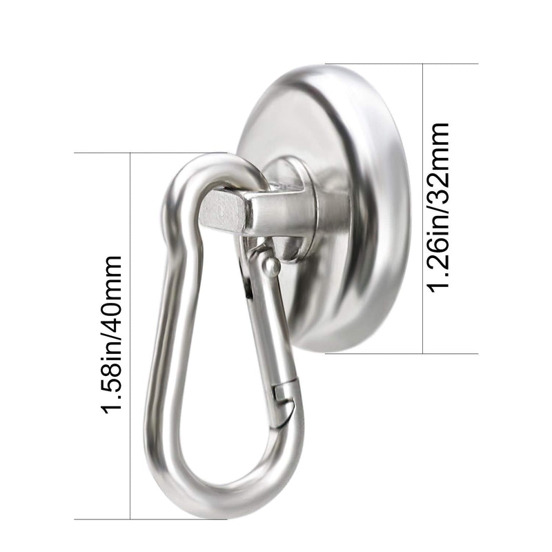 [Australia - AusPower] - DIYMAG Magnetic Hooks,100LBS Strong Heavy Duty Neodymium Magnet Hooks with Swivel Carabiner Hook,Great for Your Refrigerator and Other Magnetic Surfaces,Pack of 7 Swivel Hook 32mm-7P 