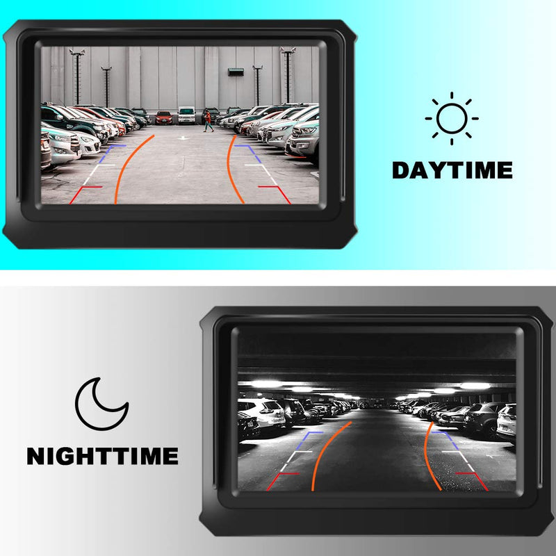 [Australia - AusPower] - Back up Camera, Niloghap Universal IP69K Waterproof Rear View Camera, 8 LED Lights Infrared Night-viewer with 140° Dynamic Path Guide Line Reverse Camera for Car Pickup Truck SUV RV Van Dark black 