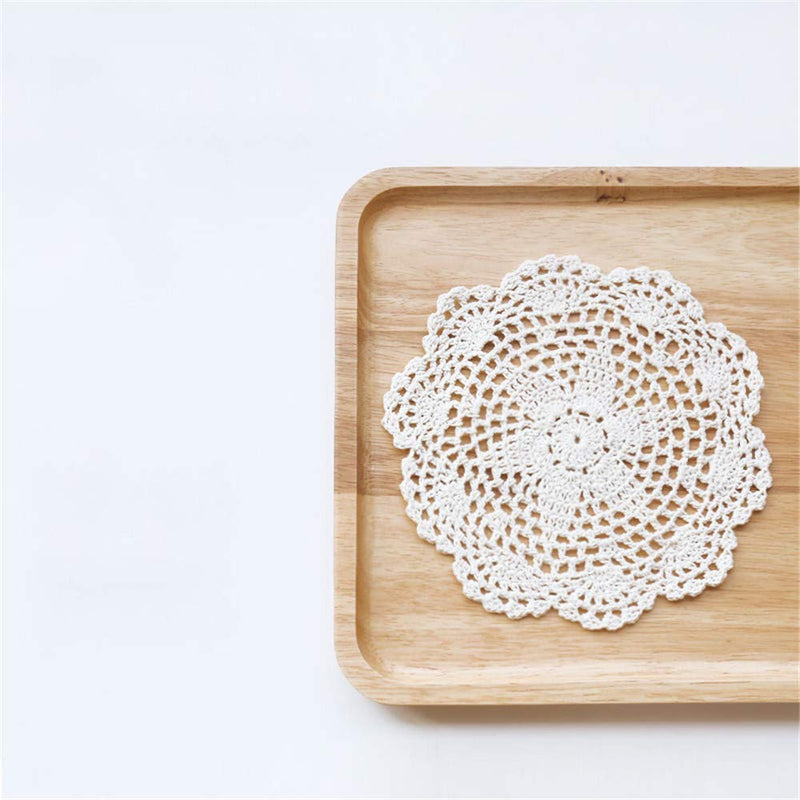 [Australia - AusPower] - Saideke Home Package of 6 Hand Crocheted 8 inch Round White Doilies - 100% Cotton 