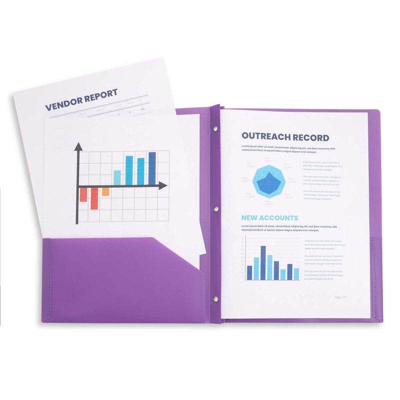 [Australia - AusPower] - 6 Pack Multicolor Plastic Two Pocket Folders with Prongs, Plastic Folders with 2 Pockets and 3 prongs, 2 Pocket Plastic Folders for School, Home, and Work, 6 Pack Plastic Folders Original Version 