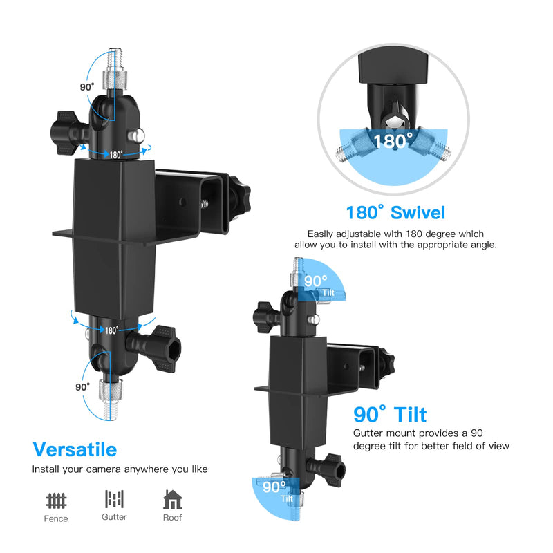 [Australia - AusPower] - HOLACA 2-in-1 Weatherproof Gutter Mount for Ring Solar Panel, Spotlight Cam Pro Battery and Stick Up Cam Plus Battery Outdoor Mount Accessories for Ring Solar Panel (Black) Pro/Plus Black 