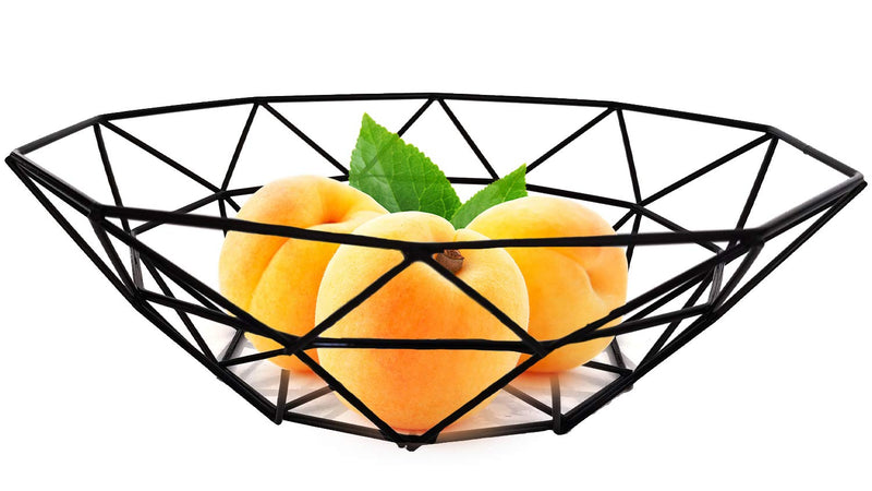 [Australia - AusPower] - Teetookea Metal Wire Fruit Bowl, Iron Arts Fruit Storage Baskets for Kitchen Counter, Countertop, Home Decor, Table Centerpiece Decorative hold Vegetables, Bread, Snacks, Potpourris Black 