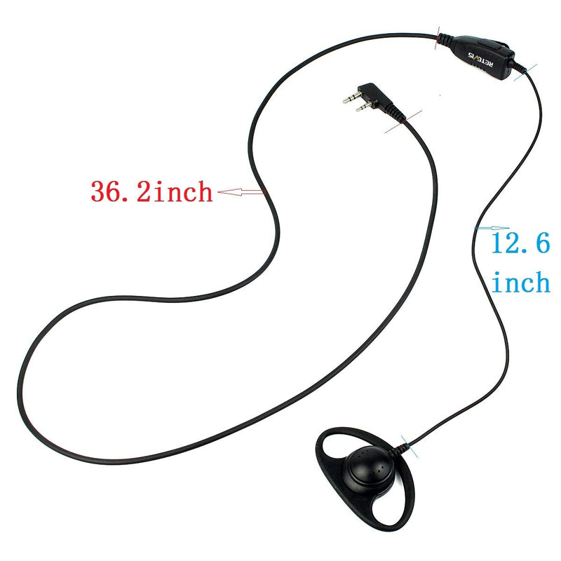 [Australia - AusPower] - Retevis 2 Way Radio Earpiece with Mic 2 Pin D-Type Walkie Talkie Earpiece for Baofeng 888S UV-5R UV-82 Retevis H-777 RT21 RT22 Two Way Radios (1 Pack) 