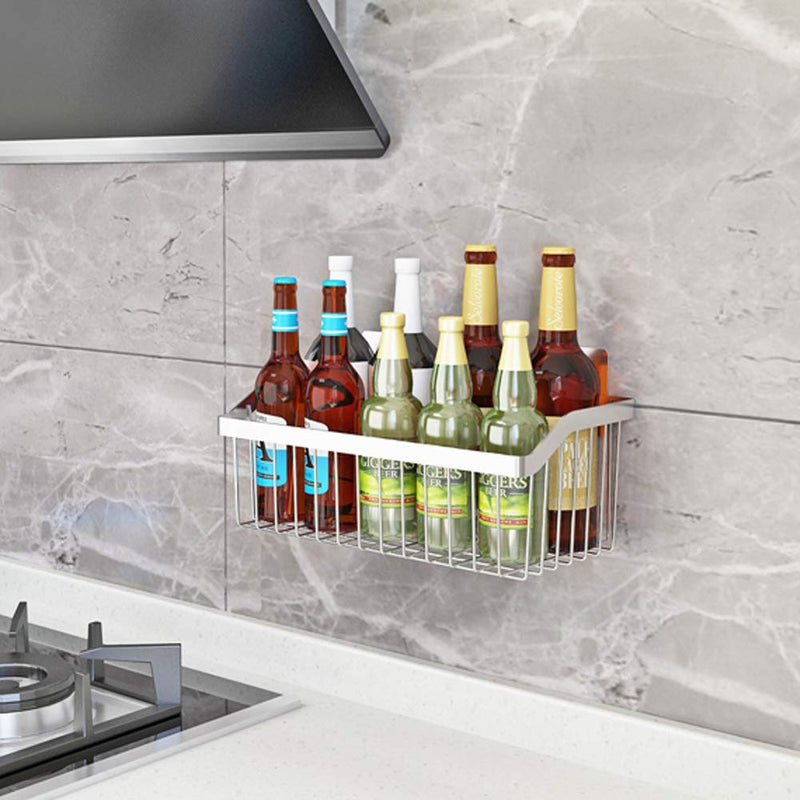[Australia - AusPower] - kaileyouxiangongsi Kitchen Storage Metal Wire Fruit Basket - SUS304 Stainless steel Organizer Storage Bin Baskets for Bathroom - Space Saving Design for Pantry Organization （Silver） Small 1PC 