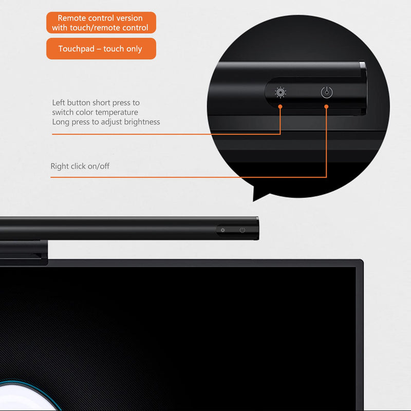 [Australia - AusPower] - Computer Monitor Light Bar,Wireless Remote Control Multiple Screen lamp Dimmer Switch,USB Powered, E-Reading LED Hanging Light,for Office/Home, Hue/Brightness/Color Temperature Adjustment (Wireless) Wireless 