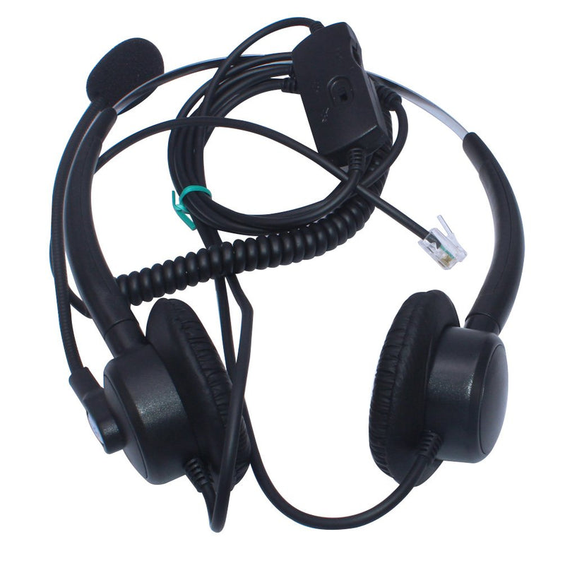 [Australia - AusPower] - Vanstalk Corded Office Phone Headset Dual Ear w/Lightweight Headband Noise Canceling Mic for Plantronics Amplifier M10 M12 M22 MX10 Cisco IP Phones 7942G, 7945, 7945G, 7960, 7960G 7961 7961G(VT20BJ2) Binaural VT20BJ2 