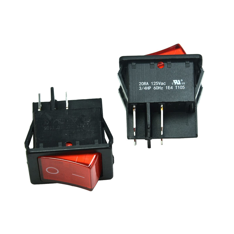 [Australia - AusPower] - FILSHU 3pcs KCD4 16A 250V 20A 125V Rocker Switch ON/Off -Red Light Illuminated 4 Pin 2 Position DPST Snap in Boat Rocker Toggle Switch 32x25mm(US Security Certification) 