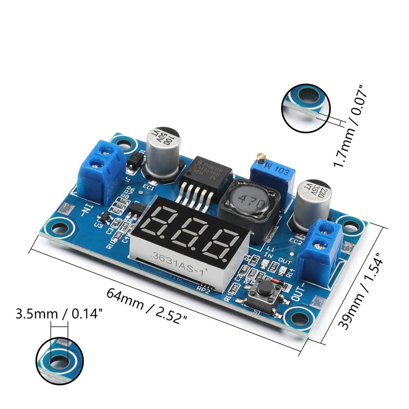 [Australia - AusPower] - Fielect 1pcs LM2596 Adjustable Buck Converter Module 3.2V-40V to 2.5V-35V Power Supply Module 