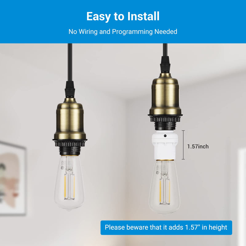 [Australia - AusPower] - DEWENWILS Light Sensor Socket, Dusk to Dawn Sensor Socket, Light Bulb Socket for Light Fixtures, Compatible with Incandescent/CFL/LED/Halogen Bulbs, 4 Pack 