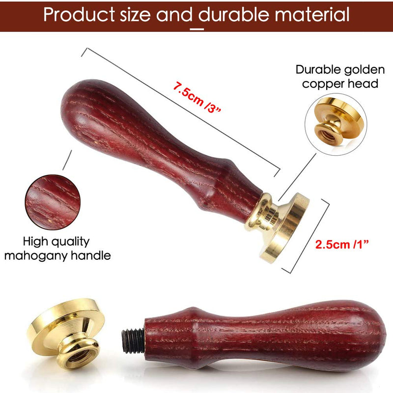 [Australia - AusPower] - Wax Seal Stamp Gift Box Set, 6 Pcs Blessing Series Sealing Wax Stamps Copper Seals 1 Wooden Hilt, Wax Stamp Kit for Cards Envelopes, Gift Packaging (Phrases Series) Phrases Series 