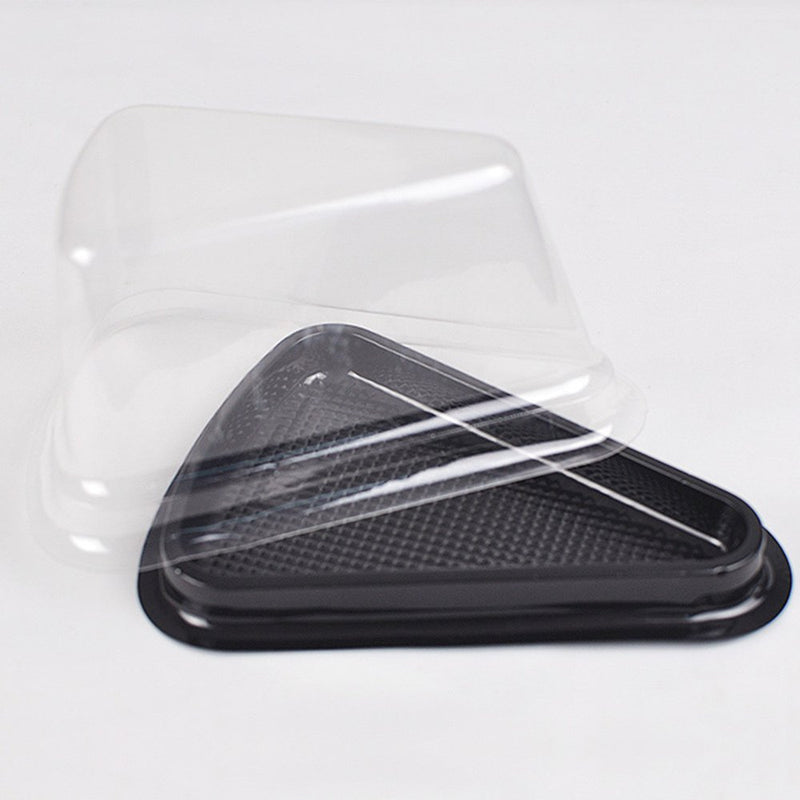 [Australia - AusPower] - Set of 50 Plastic Triangular Take-Out Container with Flat Base and Clear Lid for Pie and Cake Slices (Clear Lid Black Base) Clear Lid Black Base 