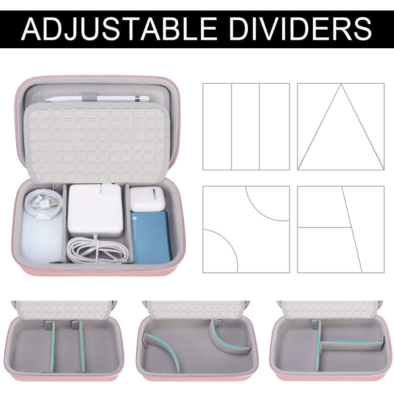 [Australia - AusPower] - Canboc Portable Travel Case for MacBook Power Adapter, Apple Magic Mouse 2, Apple Pencil, USB Flash Disk, SD Card, iPhone ipad Charger, Small Electronics Accessories Cable Organizer Tech Bag,Rose Gold Rose Gold 