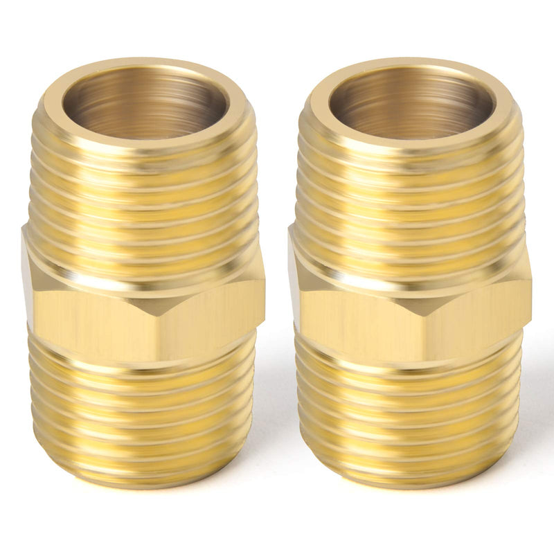 [Australia - AusPower] - TAISHER 5PCS Brass Pipe Fitting, Reducer Adapter, Hex Nipple, 3/4-Inch Male Pipe x 3/4-Inch Male Pipe 3/4" NPT 5 