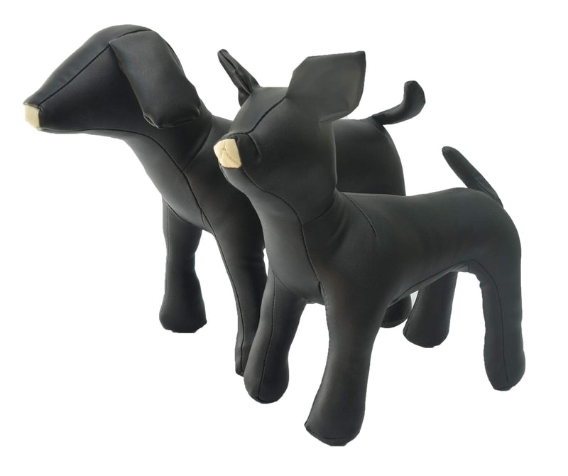 [Australia - AusPower] - Lovelonglong PU Leather Dog Mannequins Standing Models to Display for Dog Clothing Pet Shop Beige/Black S (Chihuahua) 9inch Back, 12inch Chest Black 