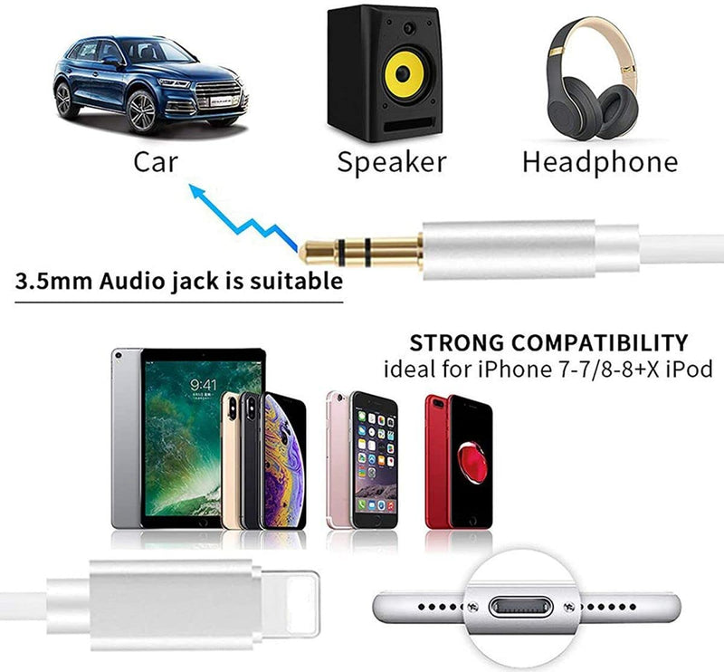 [Australia - AusPower] - Aux Cord for iPhone to Car Stereo [Apple MFI Certified] Aux to Lightning to 3.5 mm Headphone Jack Adapter Audio Cable Compatible with iPhone 13/12/11/XS/XR/X/8/7 to Home Stereo Headphone Speaker 