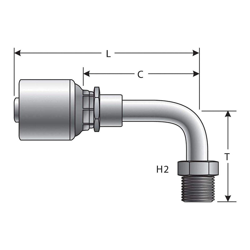 [Australia - AusPower] - Gates G25504-0606 SAE Male Inverted Swivel - 90 Bent Tube (MegaCrimp) 