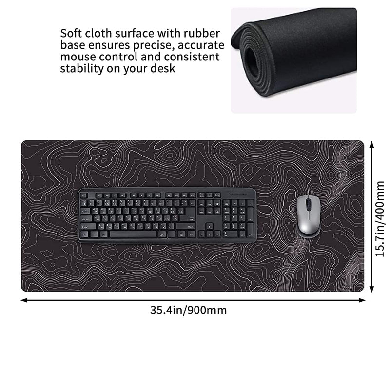 [Australia - AusPower] - Topographic Mouse Pad, Large Gaming Mouse Pad, Topographic Desk Mat, Non-Slip Computer Keyboard Mouse Pad Map Lines Contour for Home Office Gaming Work, 35.4 X15.7 in 35.4 X 15.7 In Topographic Map 