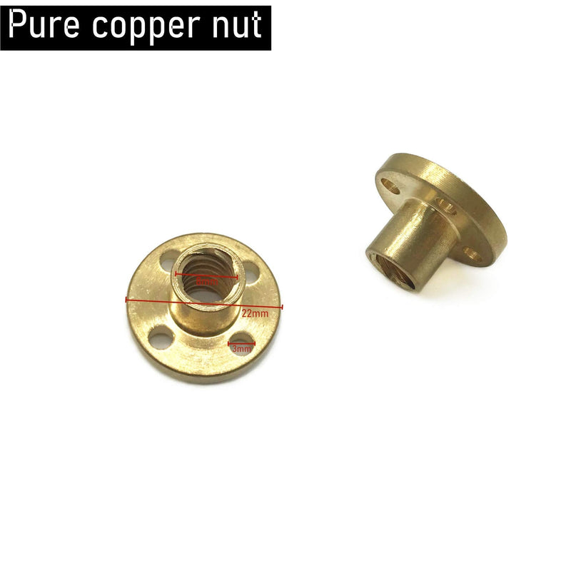 [Australia - AusPower] - 2PCS 400mm?15.75 Inches?Tr8x8 Lead Screw with T8 Brass Nut (Acme Thread, 2mm Pitch, 4 Starts, 8mm Lead) for LCD DLP SLA 3D Printer Z Axis and CNC Machine 2pcs Tr8X8 