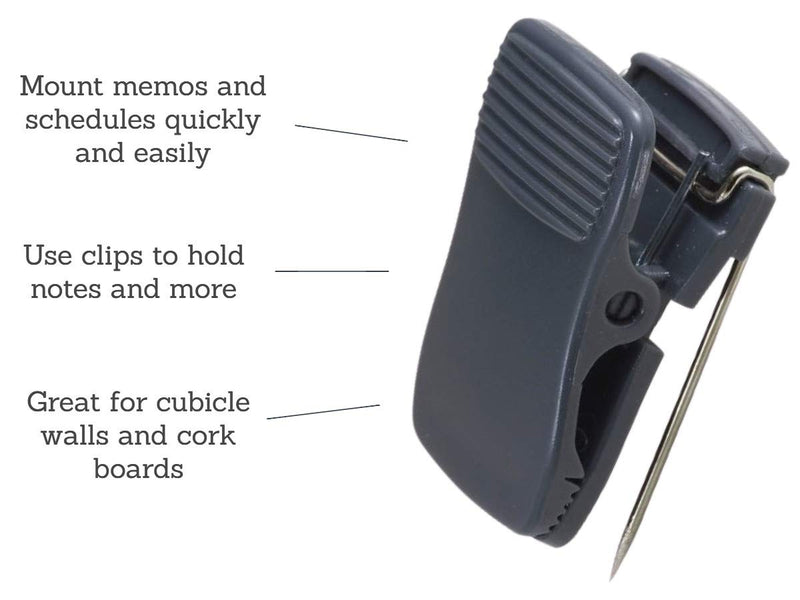 [Australia - AusPower] - 1InTheOffice Cubicle Clips, Wall Clips for Fabric, Cubicle Wall Clips, Deluxe Recycled, Charcoal, 12/Pack 