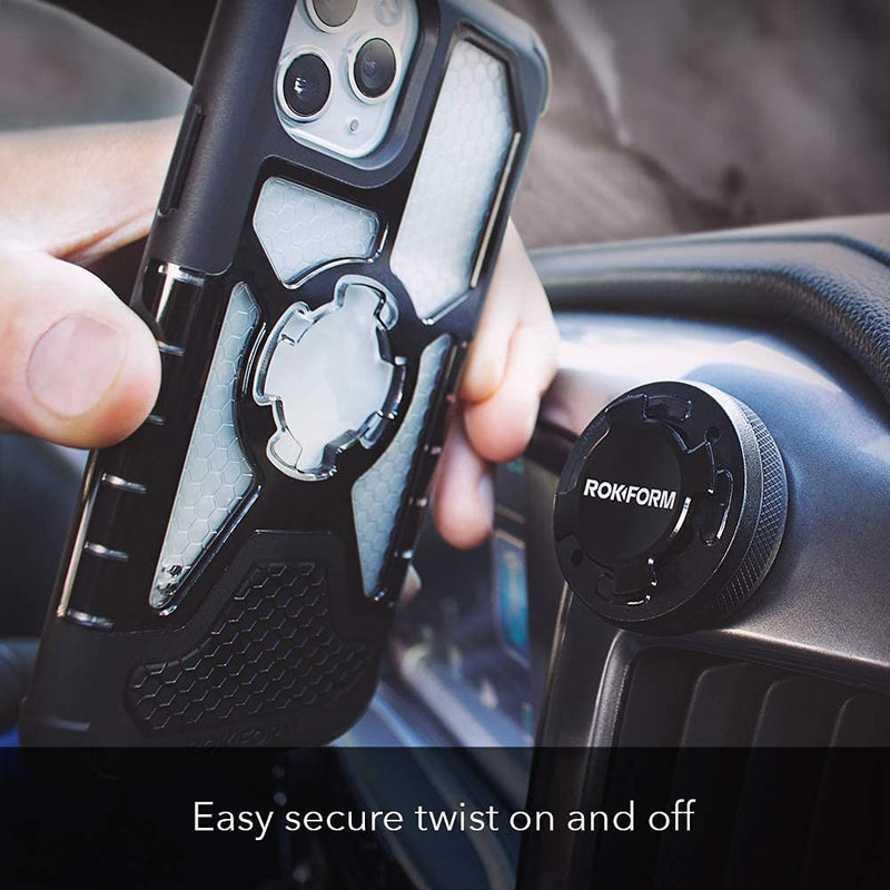[Australia - AusPower] - Rokform - Universal Phone Case Mount with Twist Lock, Secure Aluminum Car and Truck Dash Phone Holder, Sticks to Any Flat Surface, RokLock Series (Black) 