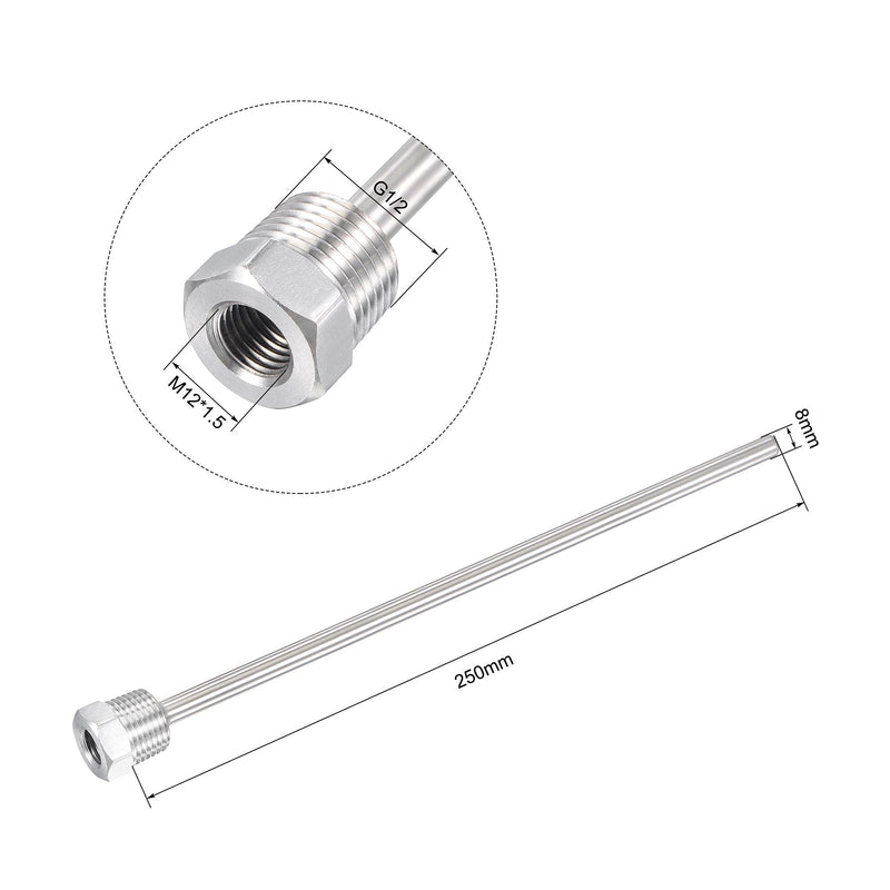 [Australia - AusPower] - uxcell 8mm Dia G1/2 Thermowell Weldless Stainless Steel 201 250mm Length for Beer Fermenter 
