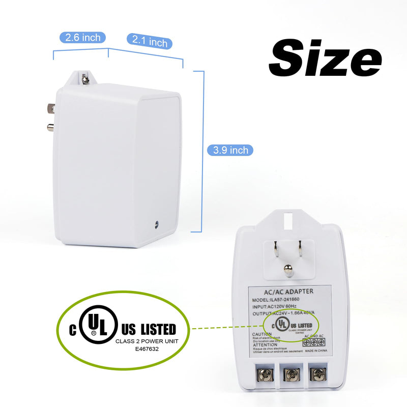 [Australia - AusPower] - 24 Volt AC Transformer,40VA Doorbell Transformer Plug in with PTC Fuse,Compatibility All Versions of Ring Doorbell,Google Nest Doorbell Compatible with Nest, Ecobee, Sensi, Honeywell Thermostat 