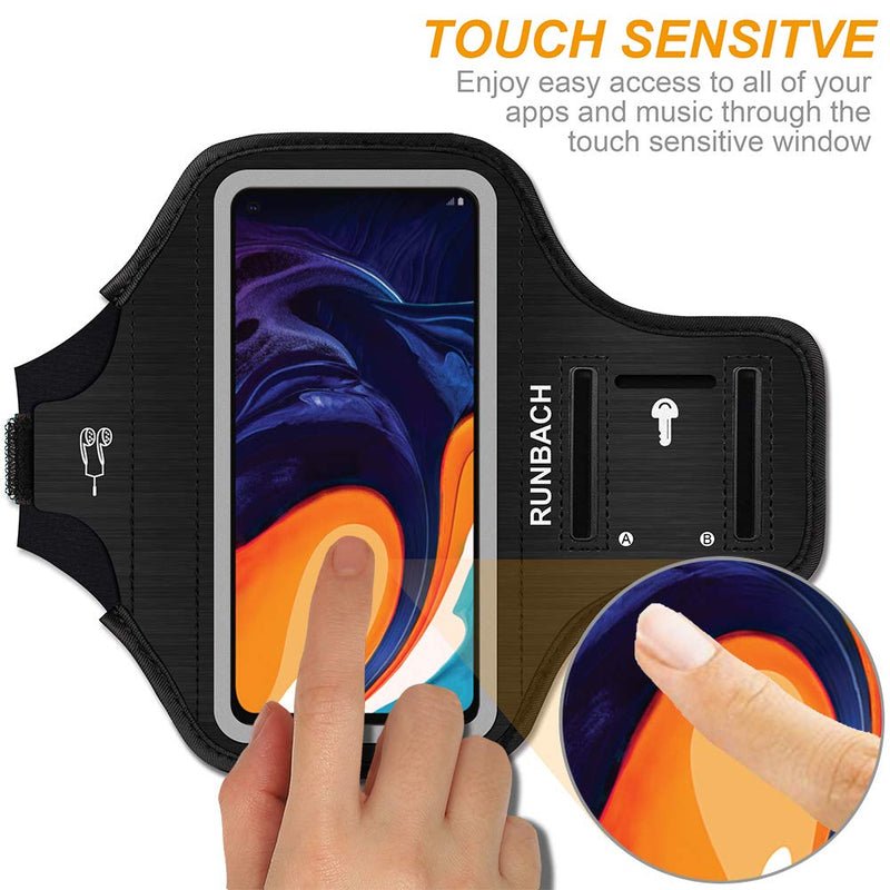 [Australia - AusPower] - RUNBACH Running Armband for Samsung Galaxy A70/A60/A51/A50/A32/A30/A20/A10E/A10/A9/A9 Pro/M11/M21/M31,Sweatproof Running Exercise Bag for Samsung Phone Black 