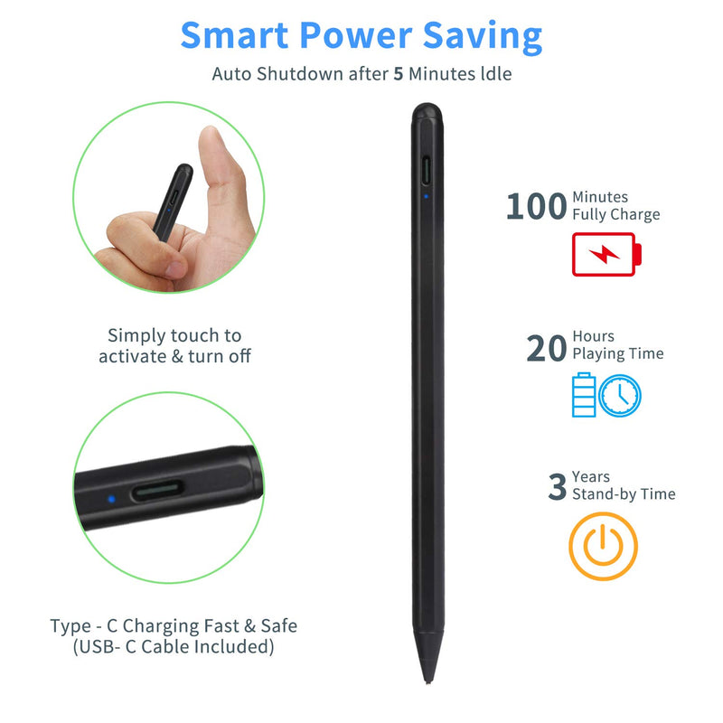 [Australia - AusPower] - Stylus Pens for Lenovo Yoga Pencil, Evach Capacitive High Sensitivity Digital Pencil with 1.5mm Ultra Fine Tip Stylus Pencil for Lenovo Yoga Pen, Black 