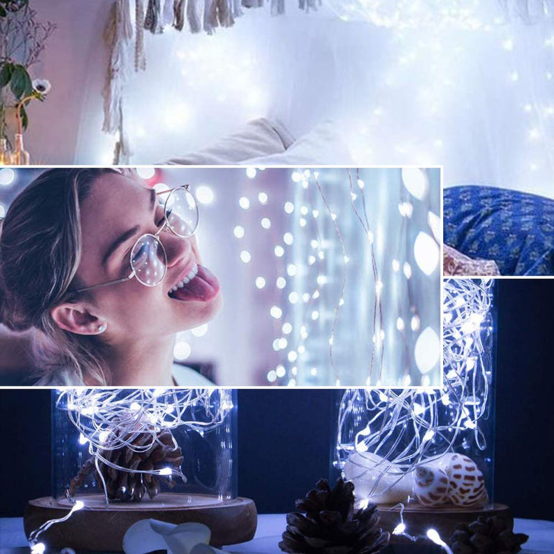 [Australia - AusPower] - Gladpaws Fairy Lights,12 Pack LED Fairy Lights Battery Operated,7 Feet 20 LED Flexible Firefly Mason Jar Lights Mini String Lights for DIY Wedding Party Bedroom Christmas Decoration (White) White 