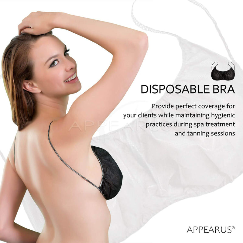 [Australia - AusPower] - Appearus 50 Ct. Disposable Bras - Women's Disposable Spa Top Underwear Brassieres for Spray Tanning, Individually Pack (Black/DB101BLK) 