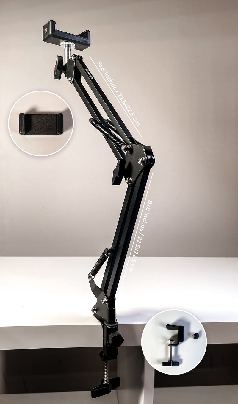 [Australia - AusPower] - Photomyne Sturdy Flexible Phone Mount with Clamp 8x8 inches/22.5x22.5 cm for Photo Album Scanning - Black 