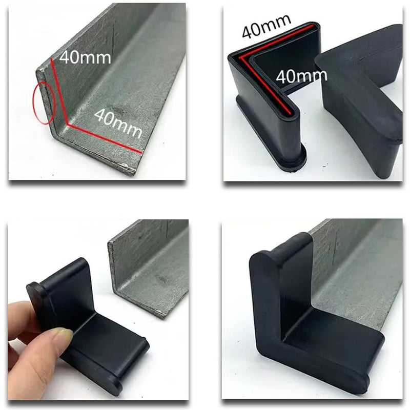 [Australia - AusPower] - 20Pcs L Shaped Rubber Angle Iron Caps, Furniture Rubber Leg Covers, Furniture Angle Iron Foot Pads, Black (1.57" x 1.57" / 40mm x 40mm) 1.57" x 1.57" / 40mm x 40mm 