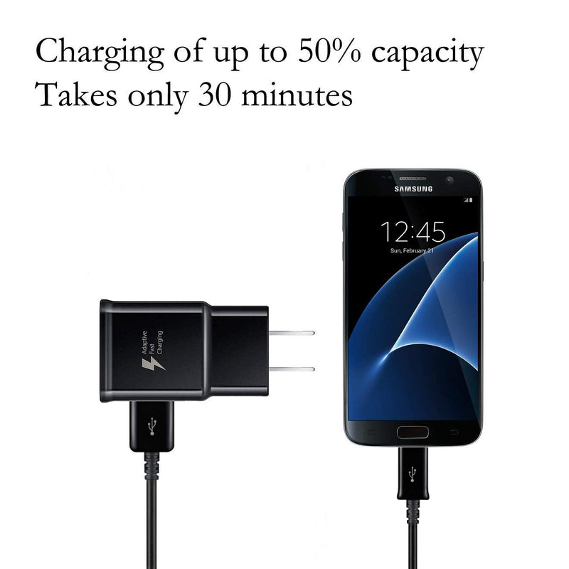 [Australia - AusPower] - Galaxy S7 Adaptive Fast Charging Wall Charger Kit Set with Micro 2.0 USB Cable, Compatible with Samsung Galaxy S7/Edge/S6/Note5/4/S3 (Black) 