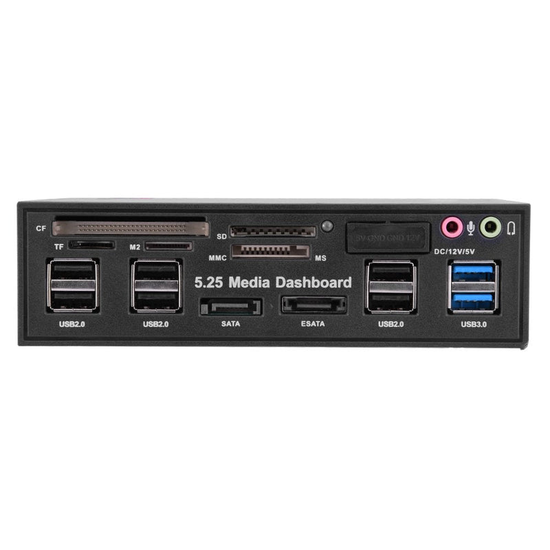 [Australia - AusPower] - fosa Internal Card Reader, 5.25inch Media Dashboard Front Panel Audio, USB3.0/2.0 HUB eSATA SATA Multi-in-1 Card Reader(M2 / TF/SD/MMC/MS/CF) 