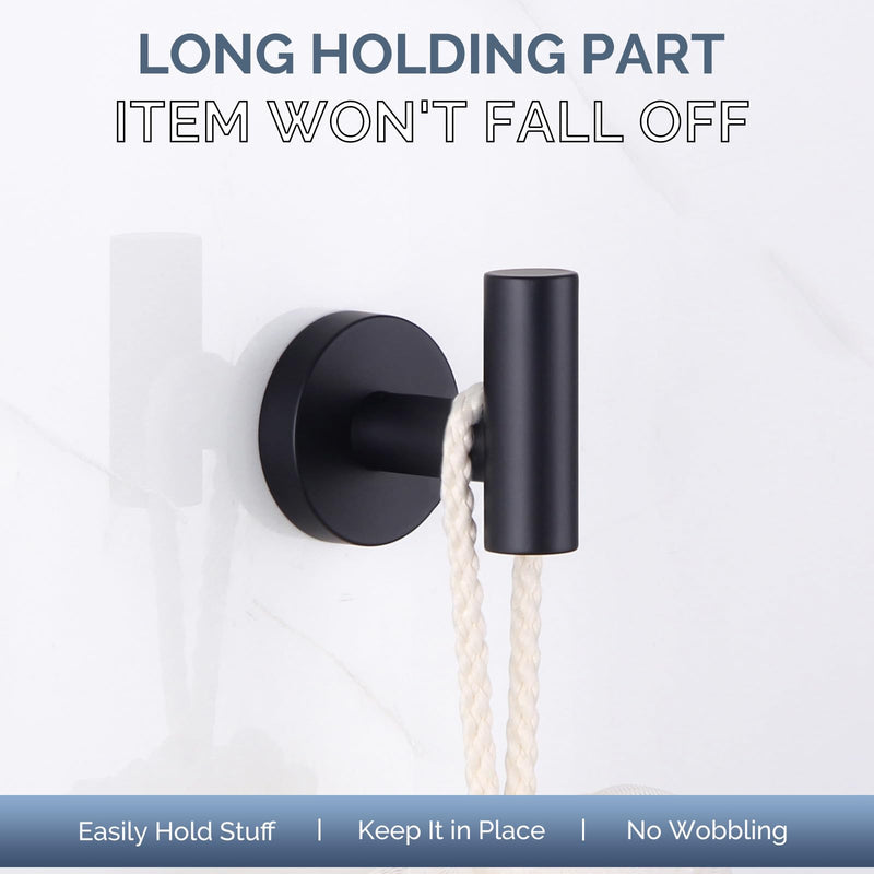 [Australia - AusPower] - Round Single Towel Hook Bundle with Toilet Paper Holder (Matte Black) 