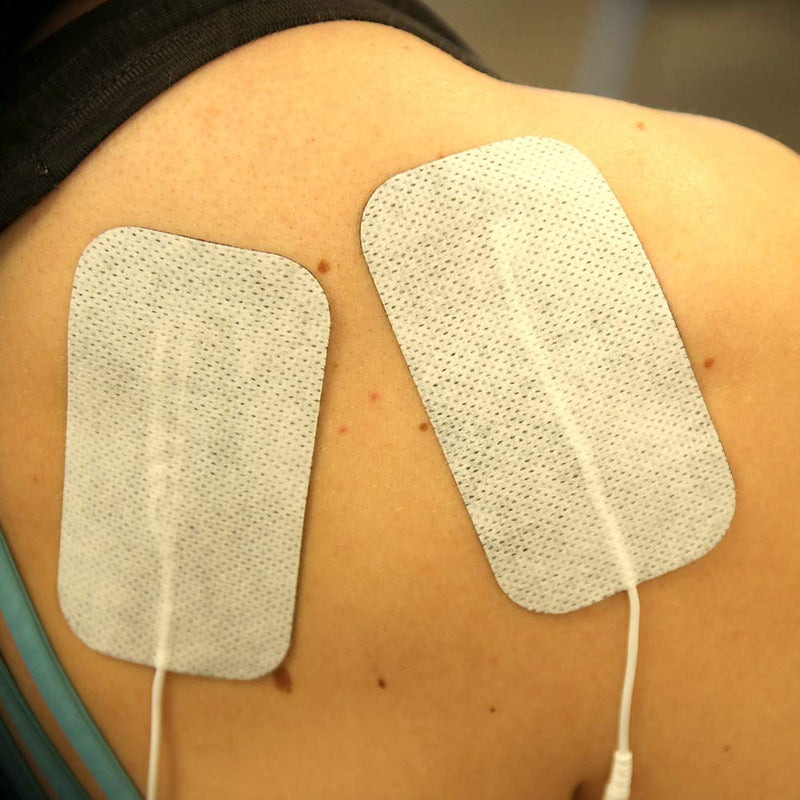 [Australia - AusPower] - reserv 2" x 4" Rectangle Premium Re-Usable Self Adhesive Electrode Pads for TENS/EMS Unit, Fabric Backed Pads with Premium Gel (White Cloth and Latex Free)(16 Electrodes) 16 Count (Pack of 1) 