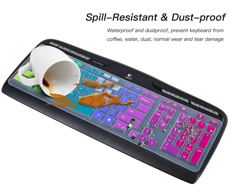 [Australia - AusPower] - Colorful Keyobard Cover Skin for Logitech MK335 Wireless Keyboard, Logitech MK320 K330 Wireless Desktop Keyboard Protective Skin Accessories, Rainbow 