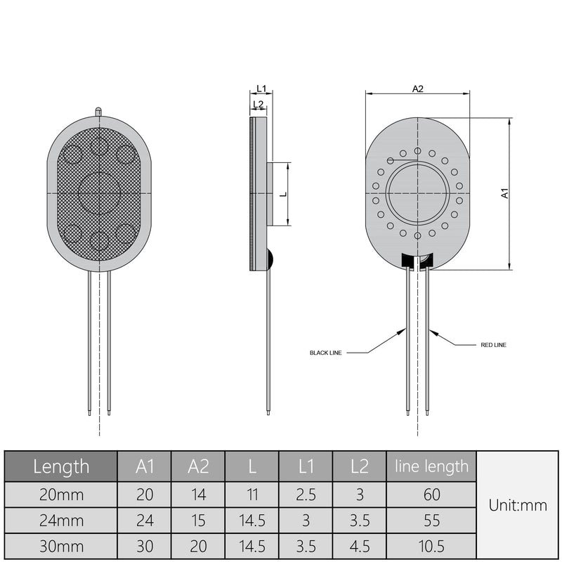 [Australia - AusPower] - Fielect 4Pcs DIY Magnetic Speaker 1W 8 Ohm 20 x 14 x 3mm（L x W x H） Oval Shape Replacement Loudspeaker 