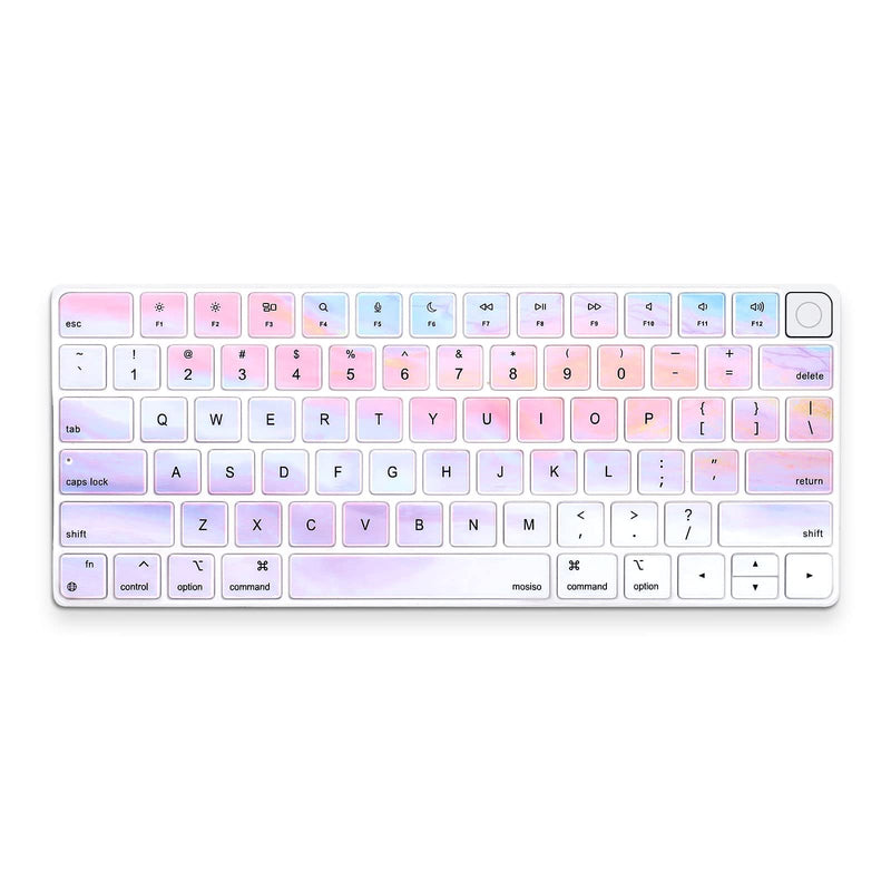 [Australia - AusPower] - MOSISO Monitor Dust Cover 22, 23, 24, 25 inch Anti-Static Dustproof LCD/LED/HD Panel Case Computer Screen Protective Sleeve&Compatible with iMac 24 inch A2449 Keyboard Cover,Colorful Clouds&Pink 