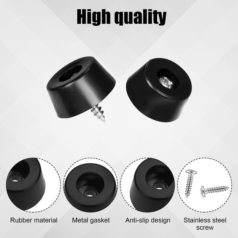 [Australia - AusPower] - 30pcs Cutting Board Rubber Feet, 0.59x0.31in Non Slip Cutting Board Legs with Stainless Steel Screws Round Rubber Feet Bumpers Pad for Furniture Electronics Kitchen Appliances 