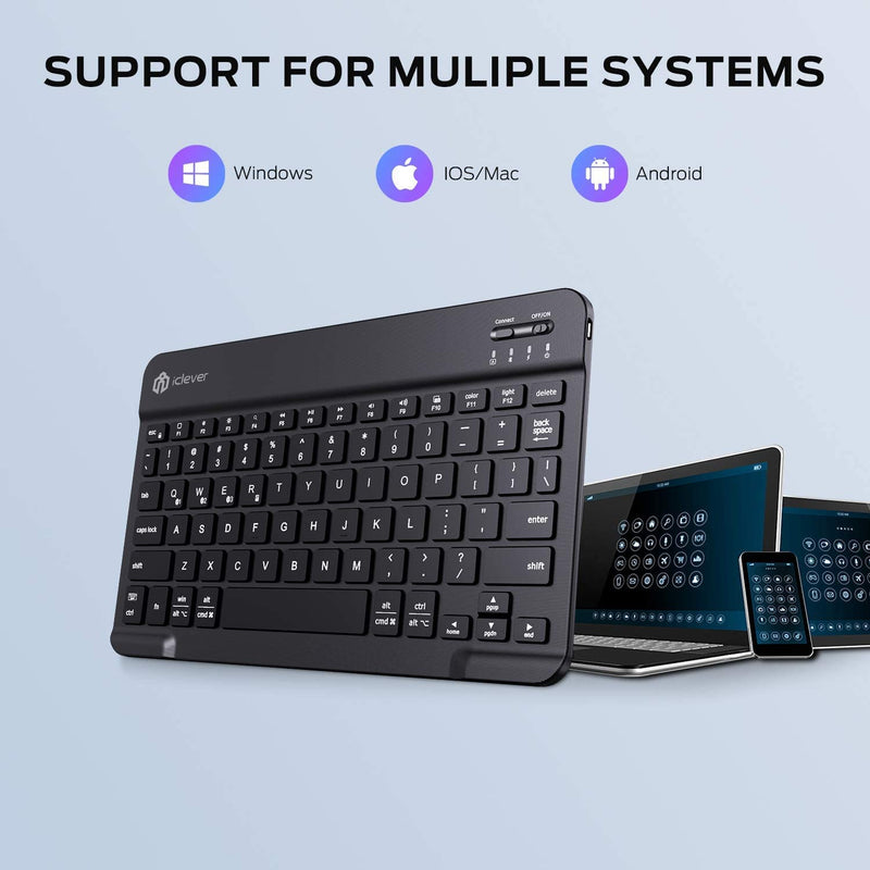 [Australia - AusPower] - Bluetooth Keyboard, iClever BK04 Ultra-Slim Portable Wireless Tablet Keyboard, 7-Colors Backlit Keyboard for iOS, Android, Mac OS and Windows 