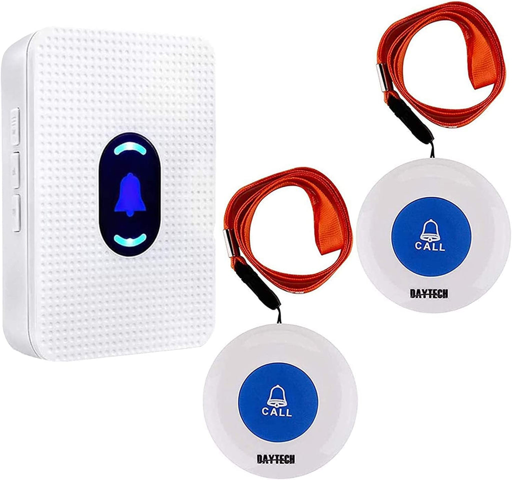 [Australia - AusPower] - SYNLETT Wireless Call Button for Wireless Calling System Nurse Call Caregiver Pager for Elderly Seniors Residents Customers Clinic Care Facilities Restaurant 2 PCS White 