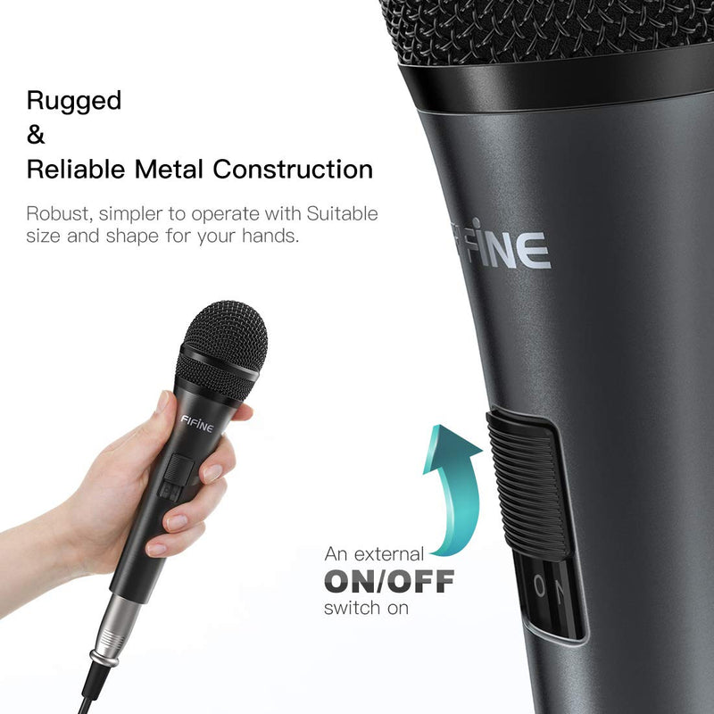 [Australia - AusPower] - Karaoke Microphone,Fifine Dynamic Vocal Microphone for Speaker,Wired Handheld Mic with On and Off Switch and14.8ft Detachable Cable-K6 
