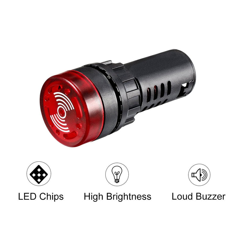 [Australia - AusPower] - uxcell 3Pcs Red Indicator Light with Buzzer AC/DC 12V, 22mm Panel Mount Flashing Alarm, for Electrical Control Panel, HVAC, DIY Projects 