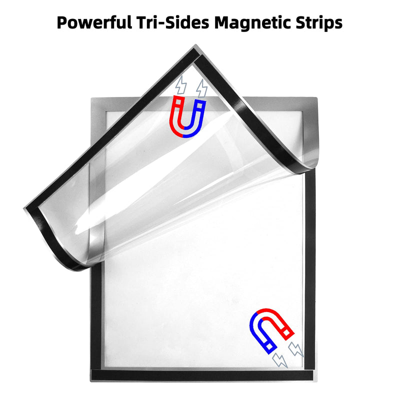 [Australia - AusPower] - JIUYE 8.5 x 11 Self Adhesive Magnetic Sign Holder,Dual Sides Transparent Magnetic Window Display Frame for Office/Store/School as Shop Notice Frame/Schedule (8.5"x11" 6Pcs, Silver) 8.5"x11" 6Pcs 