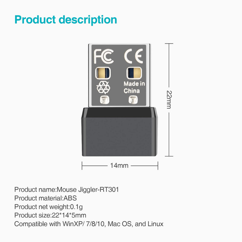 [Australia - AusPower] - Mouse Jiggler,Undetectable Mouse Mover Jiggler Automatic Mouse Mover Wiggler USB Port for Computer Laptop,Simulate Mouse Movement to Keep Computer Awaking,Plug and Play 1 PCS 