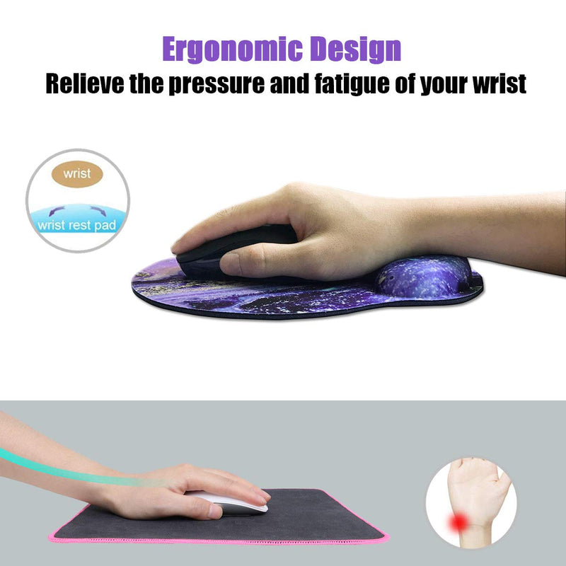 [Australia - AusPower] - Ergonomic Mouse Pad with Wrist Support,Dooke Cute Wrist Pad with Non-Slip Rubber Base for Computer, Laptop, Home Office Gaming, Working, Easy Typing & Pain Relief Marble Marble Purple 
