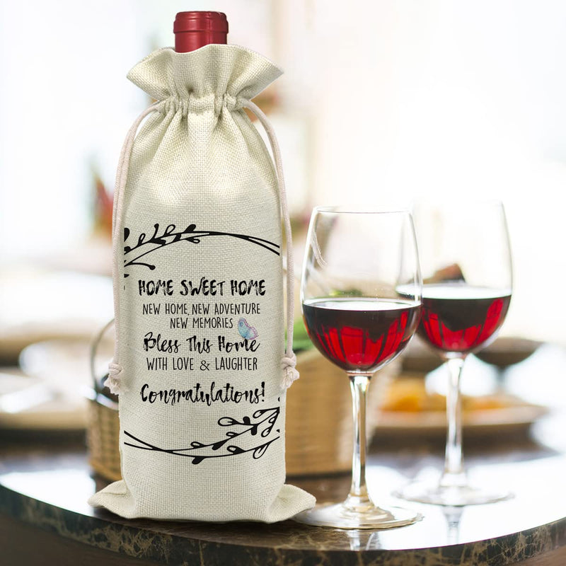 [Australia - AusPower] - WELLBANEE Housewarming Gifts Wine Bags, Home Sweet Home, First New Home House Homeowner Gifts for Men, Women, Dad, Mom, Son, Daughter, Friends, Coworkers, Neighbors - 02 